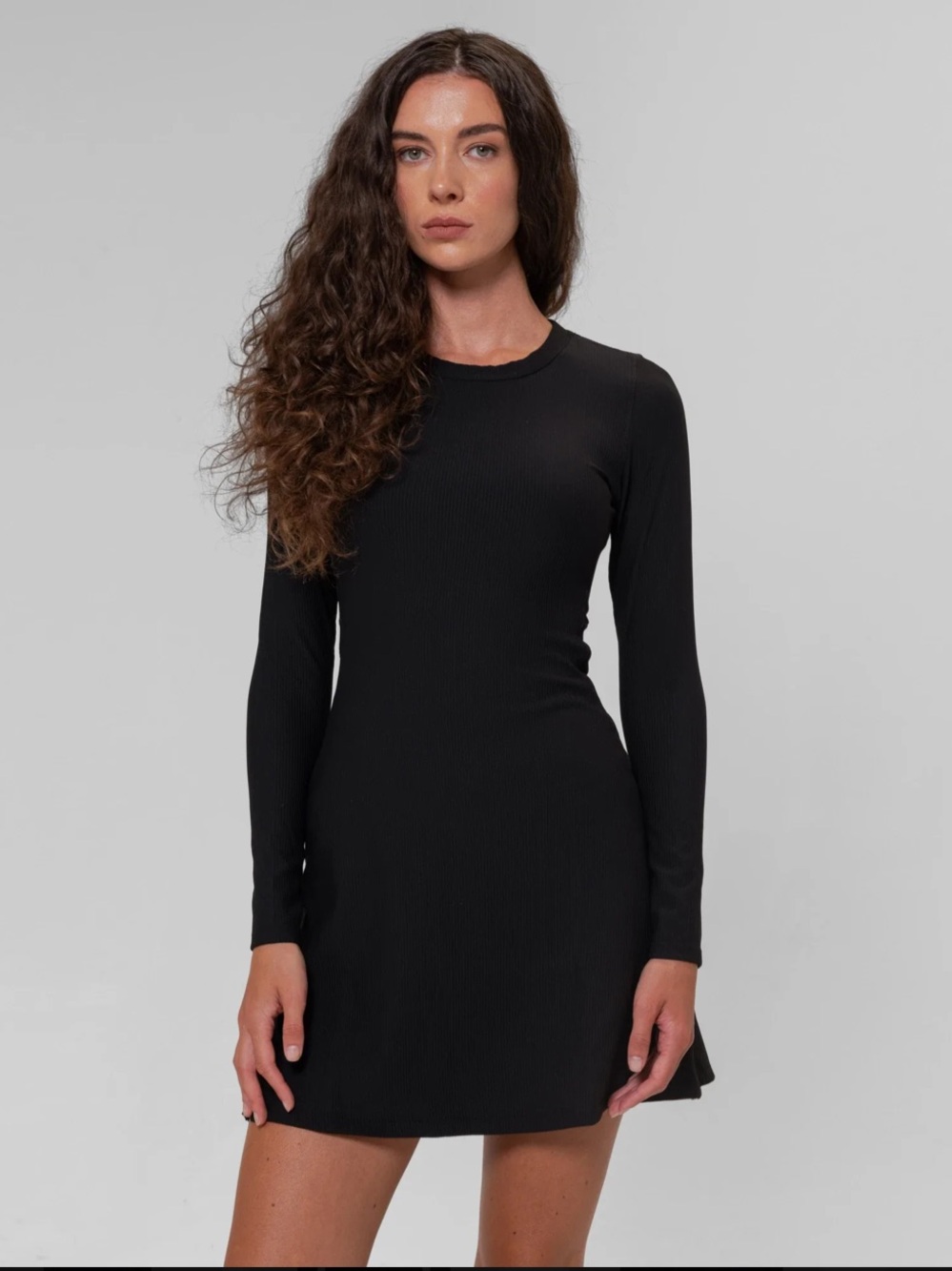 Stack Athletics black ribbed dress with biker shorts, black, size XL, NWT